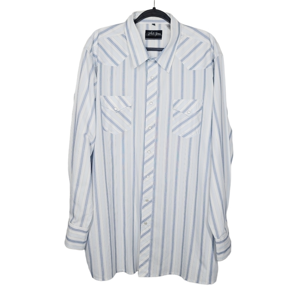 White Horse Pearl Snap Button Up